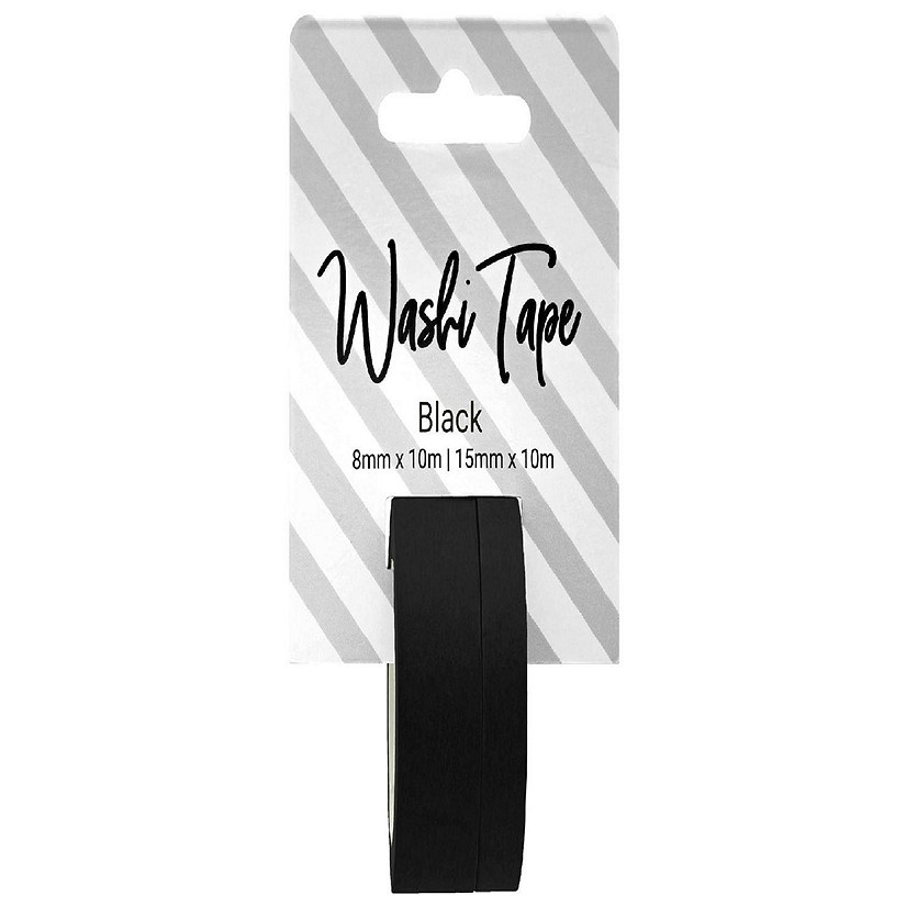 Washi Tape 8 &amp; 15mm x 10m Solid Black Image