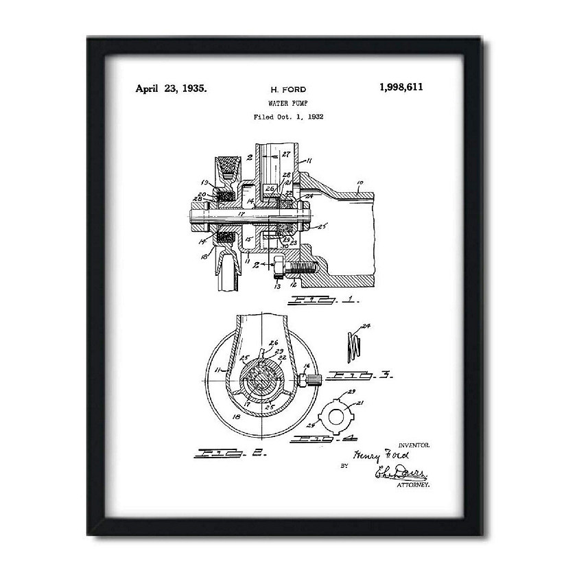Water Pump Engine Patent 1Pk 8.5x11in Image