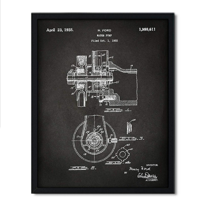 Water Pump Engine Patent 8.5x11in Image