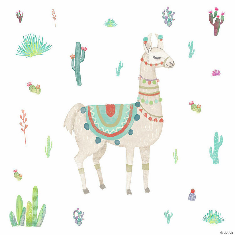Watercolor Llama Peel & Stick Giant Wall Decals Image