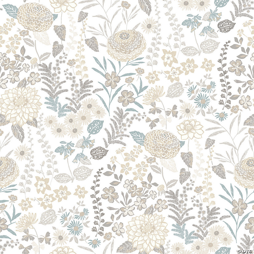 Waverly fiona floral peel & stick wallpaper neutral Image