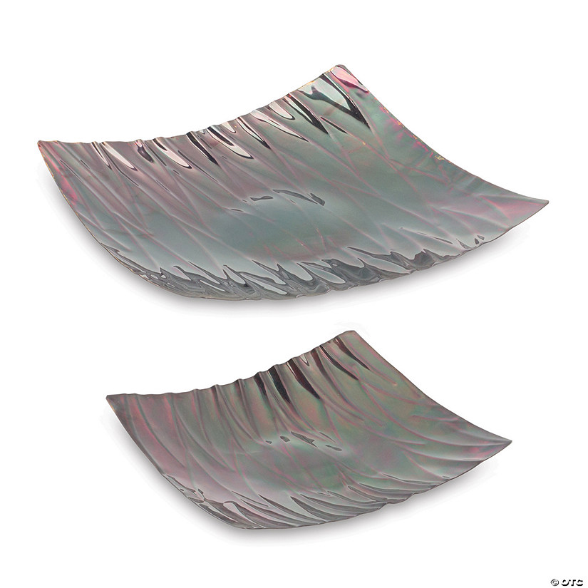 Wavy Metal Tray (Set Of 2) 11"Sq, 14"Sq Stainless Steel Image