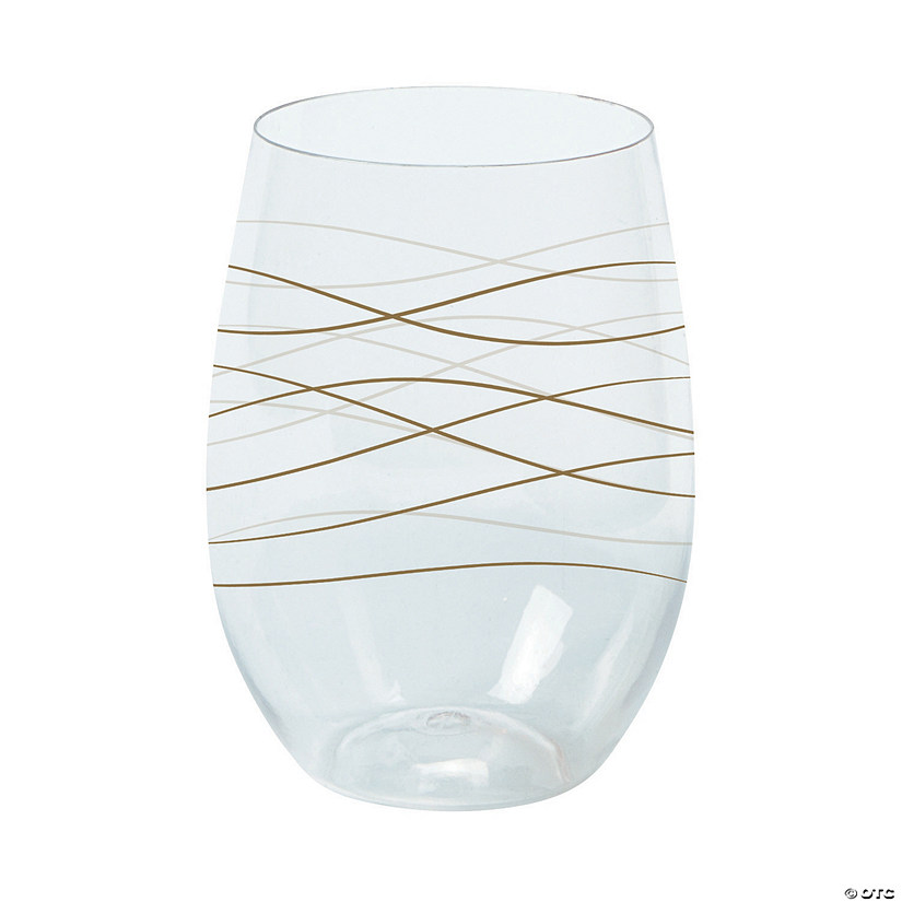 Wavy Stemless Plastic Wine Glasses - 6 Ct. Image