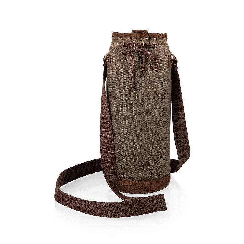 Waxed Canvas Wine Tote - Khaki Green Image