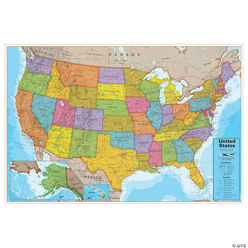 Waypoint Geographic Blue Ocean USA 24" x 36" Laminated Wall Map Image