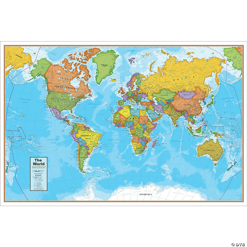 Waypoint Geographic Blue Ocean World 24" x 36" Laminated Wall Map Image
