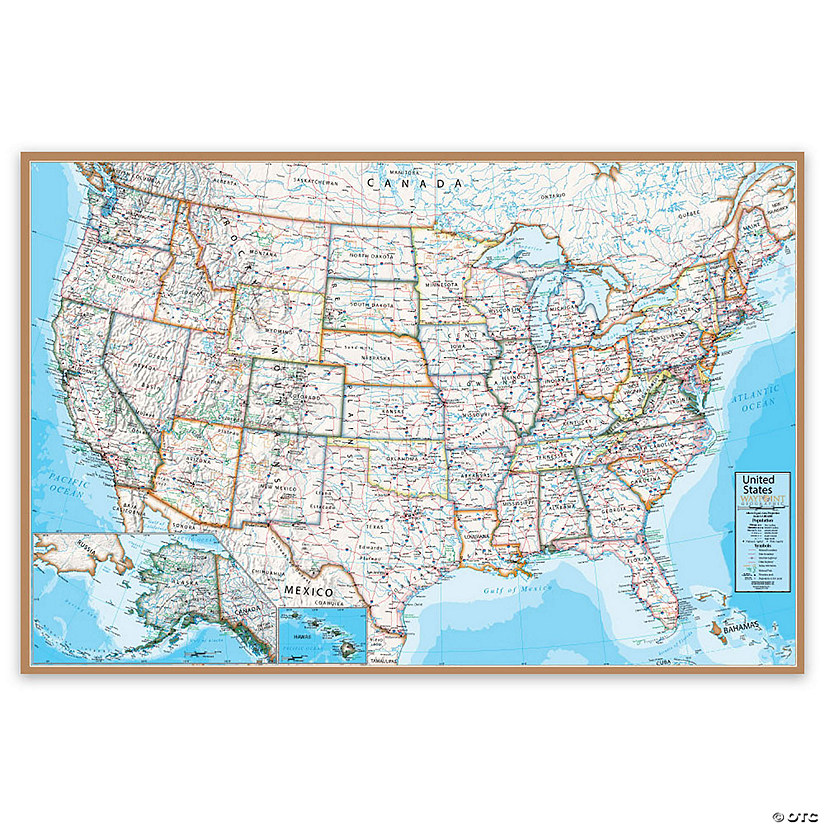Waypoint Geographic Contemporary USA 24" x 36" Laminated Wall Map Image