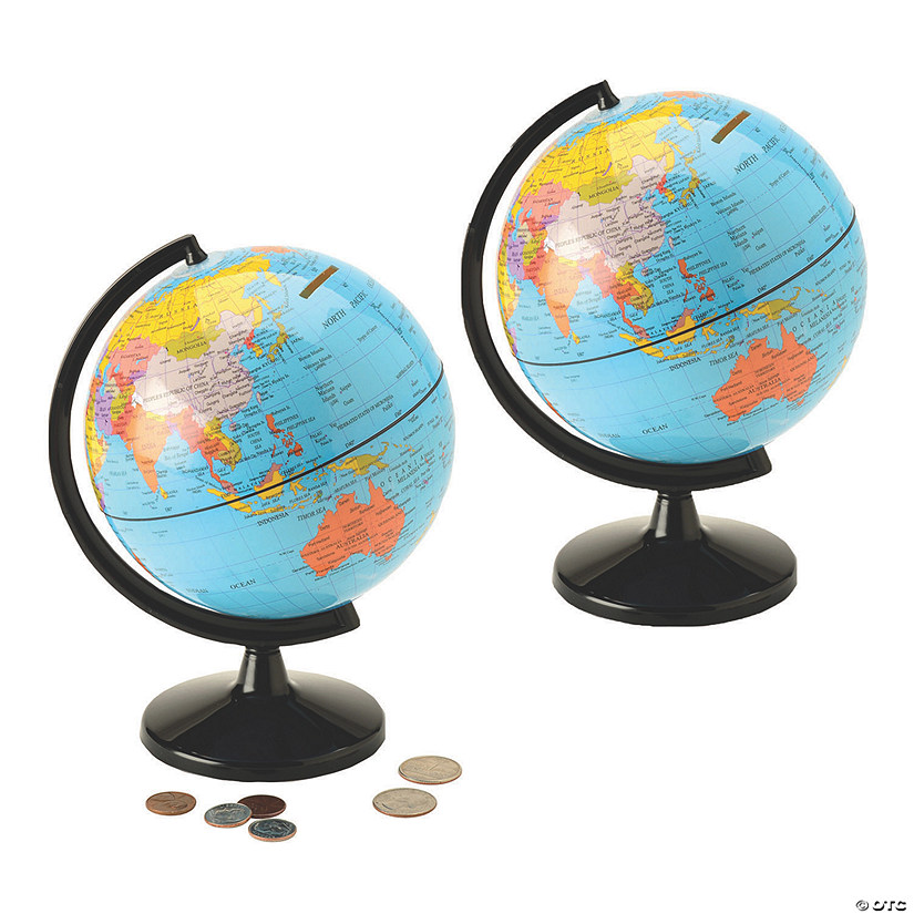 Waypoint Geographic Hemispheres Globe 5.6" Coin Bank, Pack of 2 Image