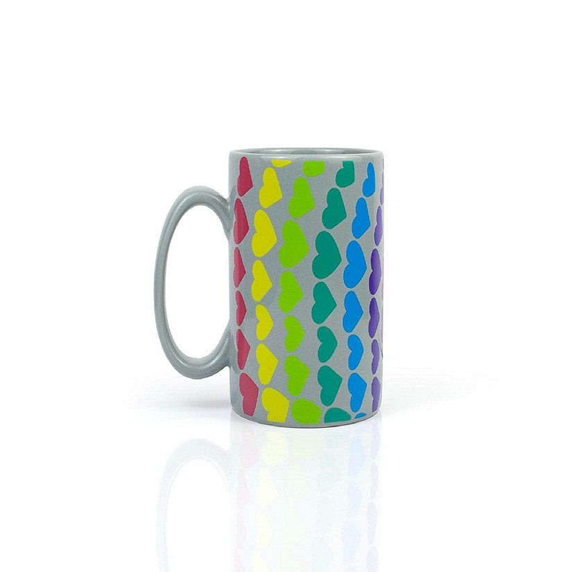 We Are In This Together Rainbow Window Hearts Ceramic Coffee Mug  16 Ounces Image