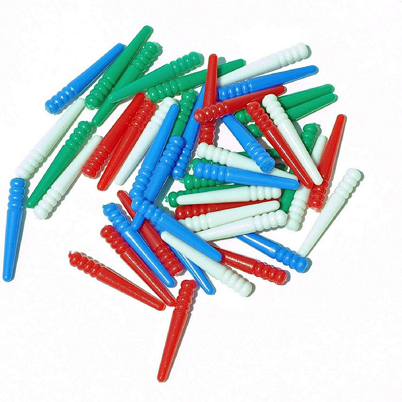 WE Games 48 Standard Plastic Cribbage Pegs w/ a Tapered Design in 4 Colors - Red, Blue, Green & White Image