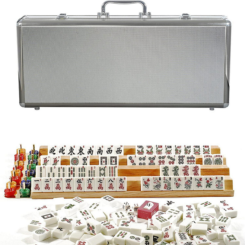 WE Games Aluminum & Black Mahjong - American Style Image