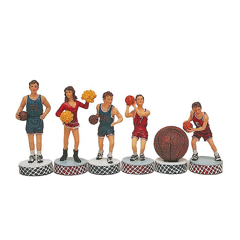 WE Games Basketball Chess Pieces, Handpainted Polystone Image