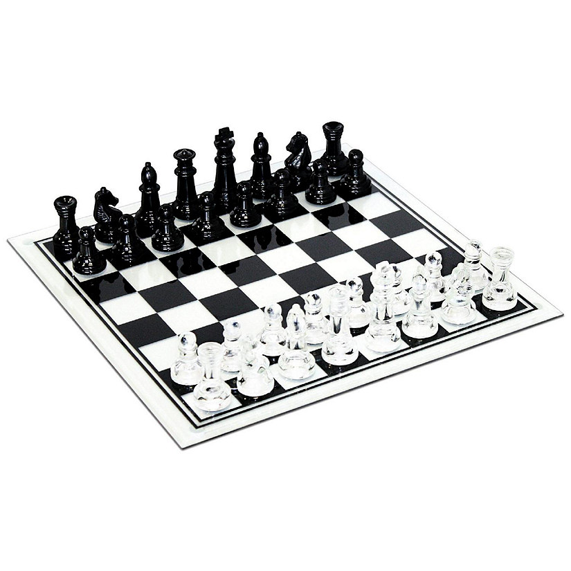 WE Games Black and Clear Glass Chess Set, 13.75 in. Board, 3 in. King Image