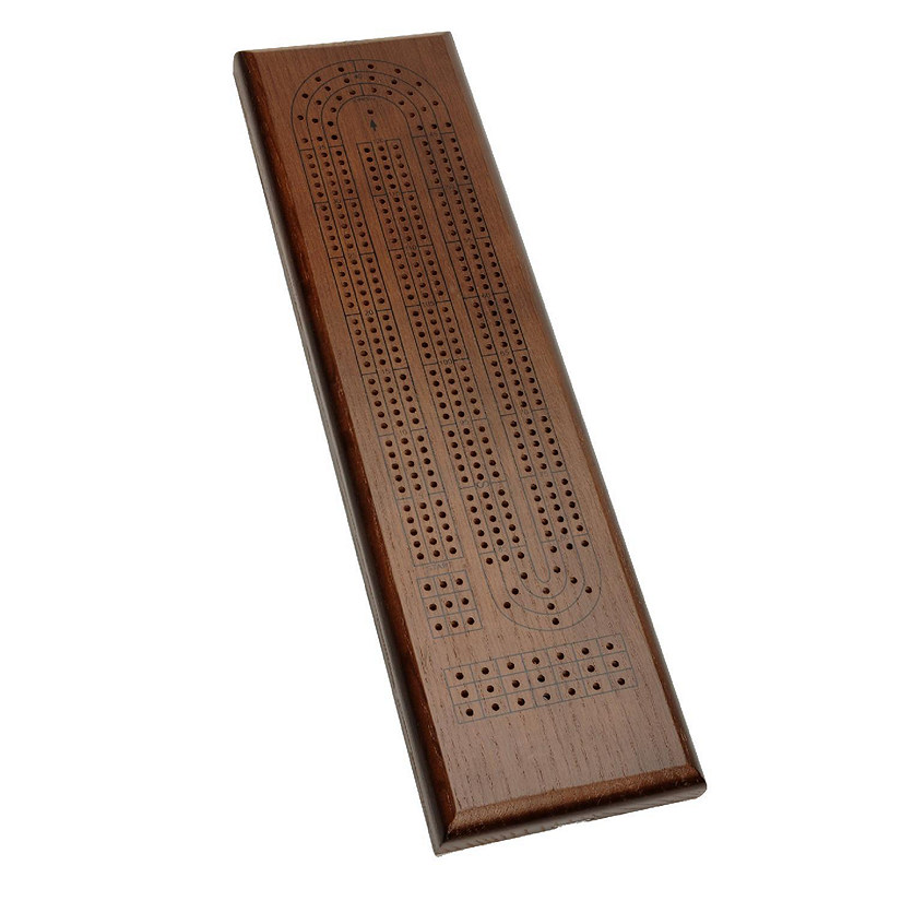 WE Games Classic Cribbage Set - Solid Wood Continuous 3 Track Board with Metal Pegs Image