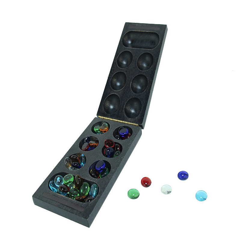 WE Games Folding Mancala - Solid Wood Board &amp; Glass Stones Image