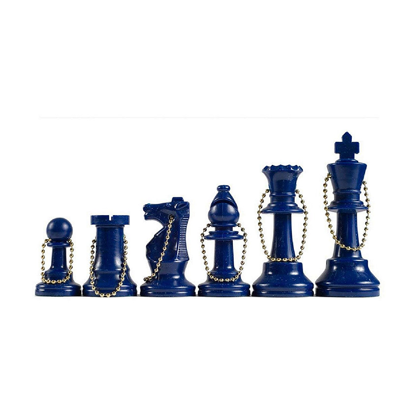 WE Games Keychain Bag Tag Chess Pieces - Includes 17 Pieces in Blue Image