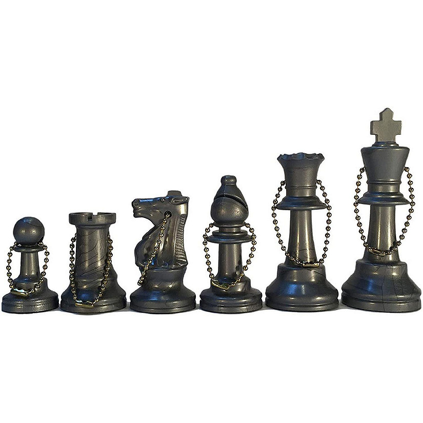 WE Games Keychain Bag Tag Chess Pieces - Includes 17 Pieces in Silver Image
