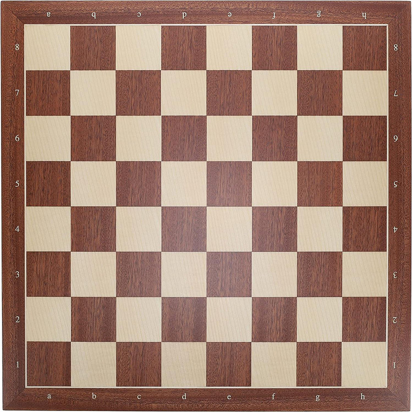 WE Games Mahogany Stained Wooden Chess Board, Algebraic Notation,19.75 in. Image