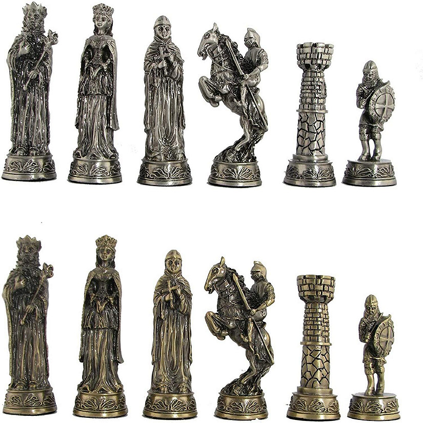 WE Games Medieval Pewter Chess Pieces, King measures 3.5 in. Image