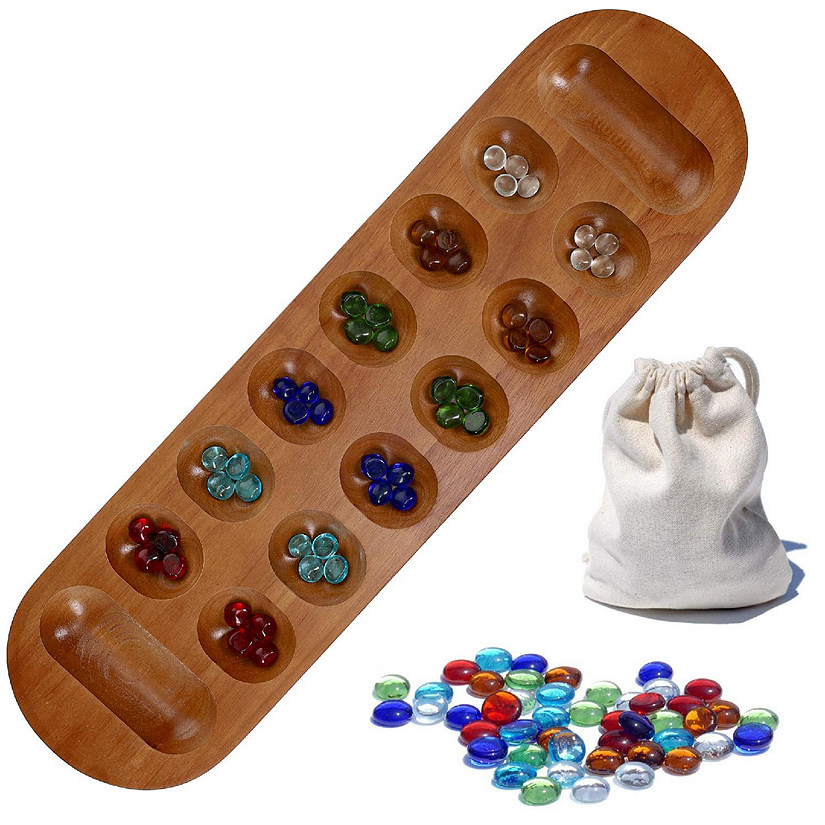 WE Games  Solid Wood Mancala Board Game with Walnut Stain - 22 in. Image