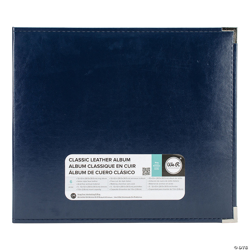 We R Classic Leather D-Ring Album 12"X12"-Navy Image