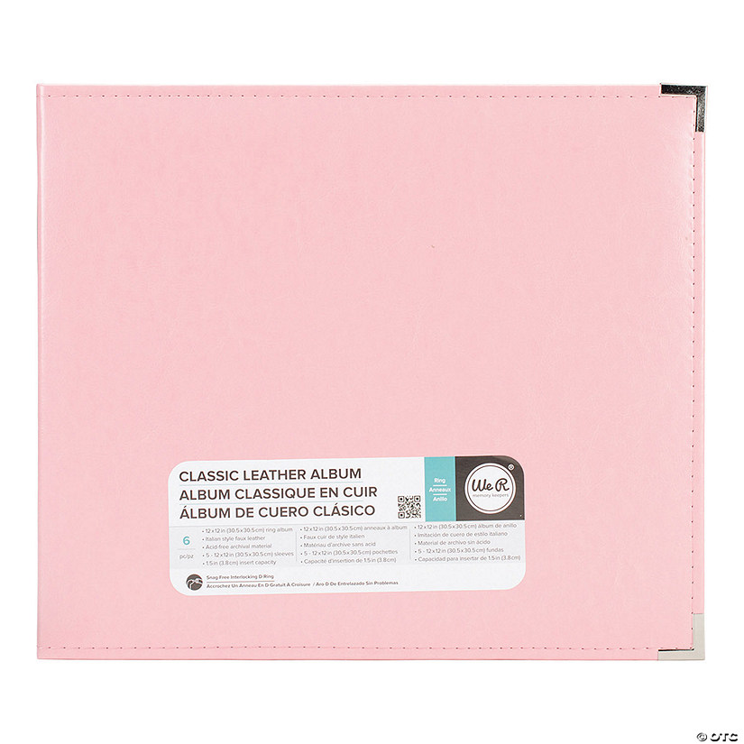 We R Classic Leather D-Ring Album 12"X12"-Pretty Pink Image