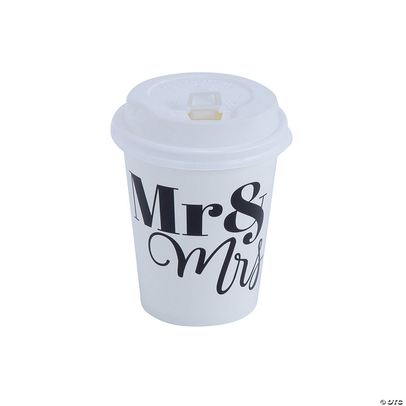 Wedding Paper Coffee Cups with Plastic Lids - 24 Ct. Image