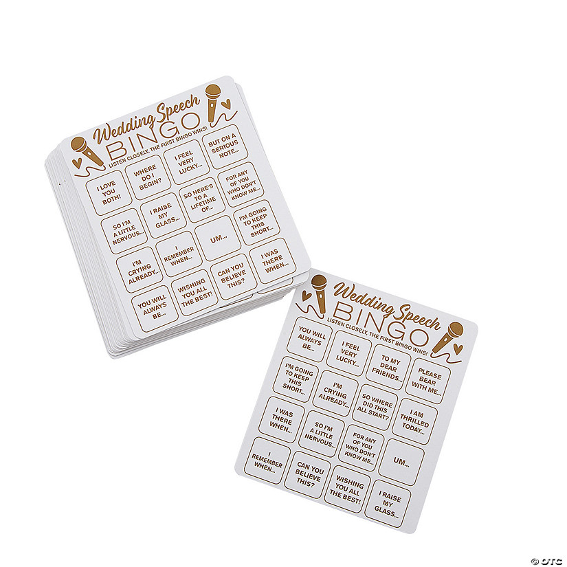 Wedding Speech Bingo Cards - 25 Pc. Image
