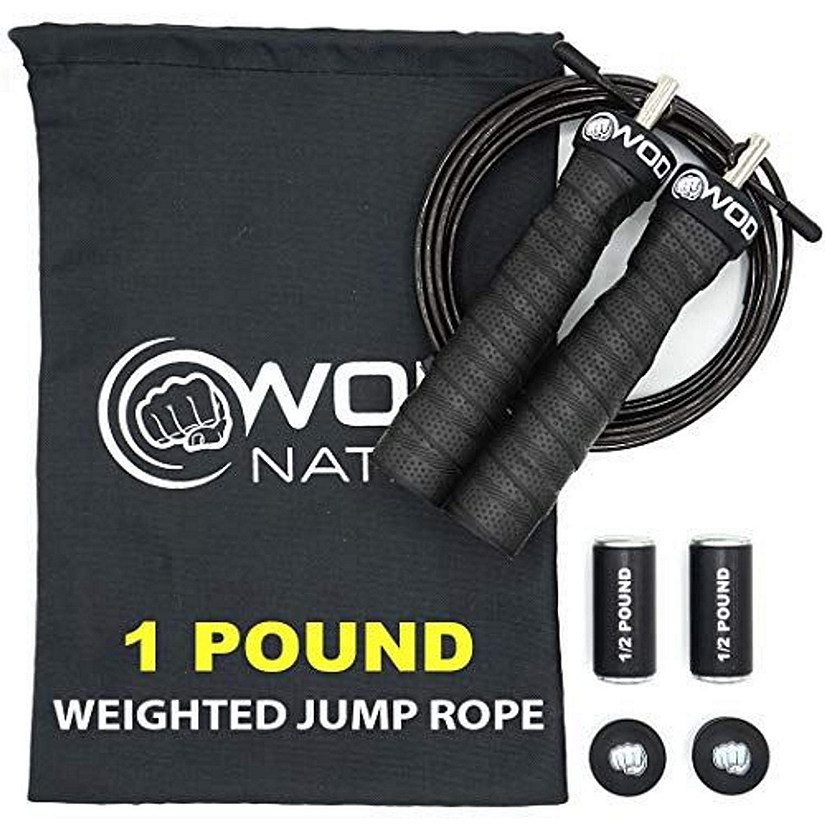 Weighted Jump Rope for Women &amp; Men, Adjustable Heavy Speed Jump Rope Handles with Removable Weights- 1 Pound (1LB) Image