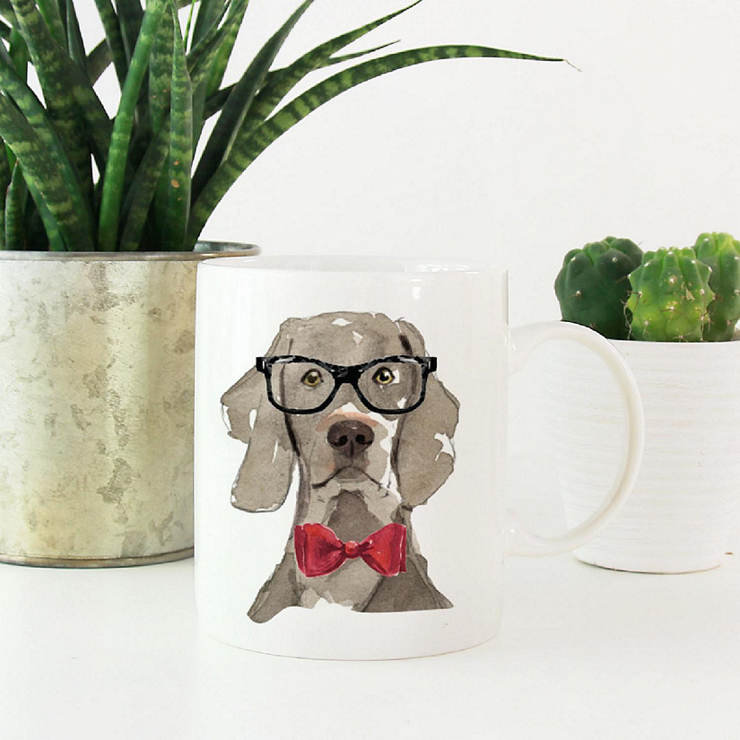 Weimaraner Glasses Red Bow Mug Image