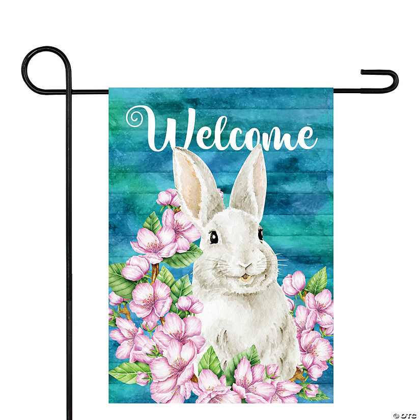 Welcome Bunny Floral Easter Outdoor Garden Flag 18" x 12.5" Image