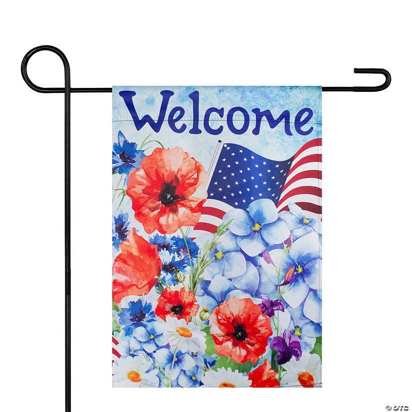 Welcome Patriotic Americana Outdoor Floral Garden Flag 12.5" x 18" Image