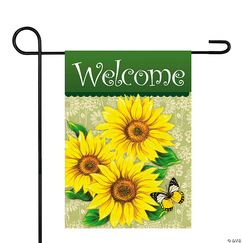 Welcome Sunflowers and Butterfly Spring Outdoor Garden Flag 18" x 12.5" Image