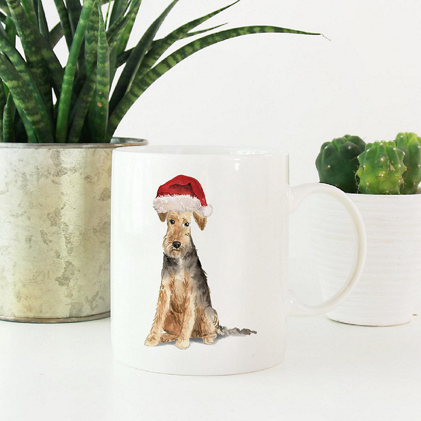 Welsh Terrier Santa Hat Ceramic Mug Image