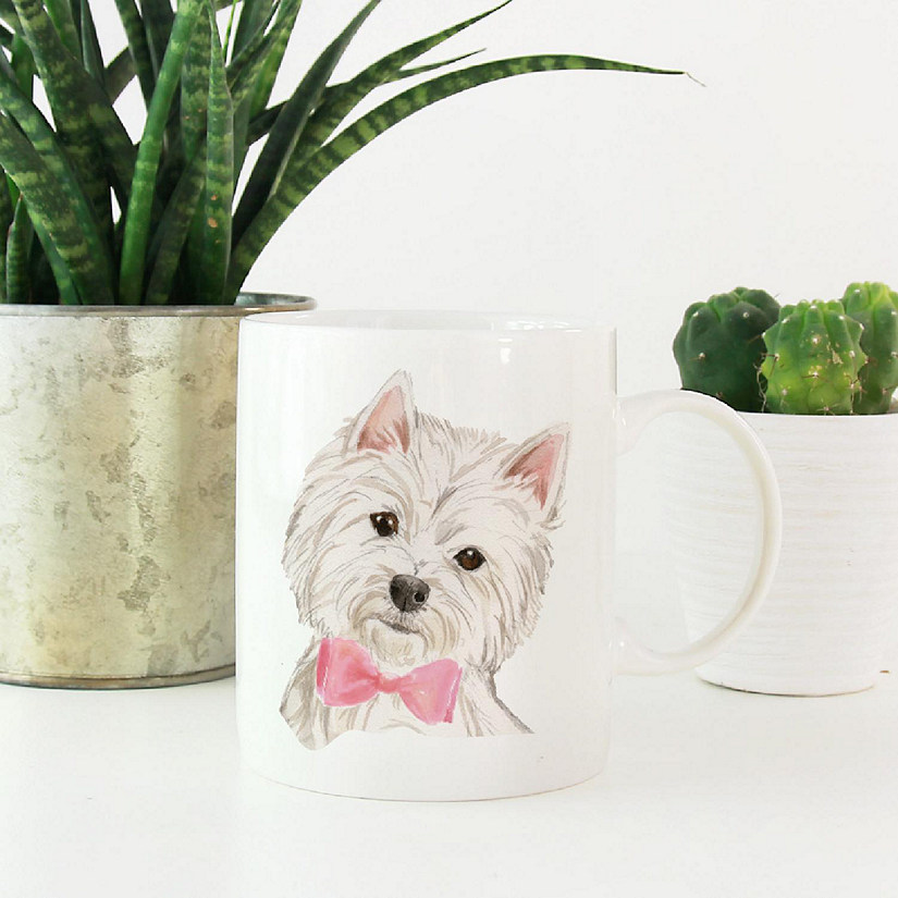Westie Pink Bow Ceramic Mug Image