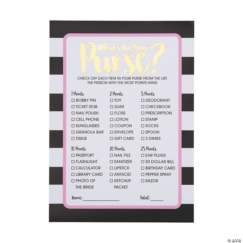 What&#8217;s in Your Purse Bridal Shower Game Cards - 12 Pc. Image