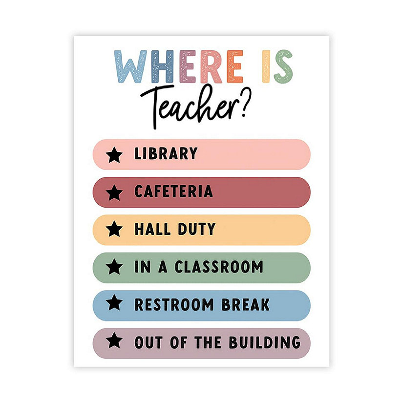 Where Is the Teacher Sign Boho Pastel Image