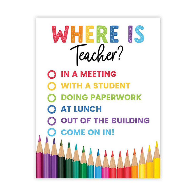 Where Is the Teacher Sign Rainbow White Image