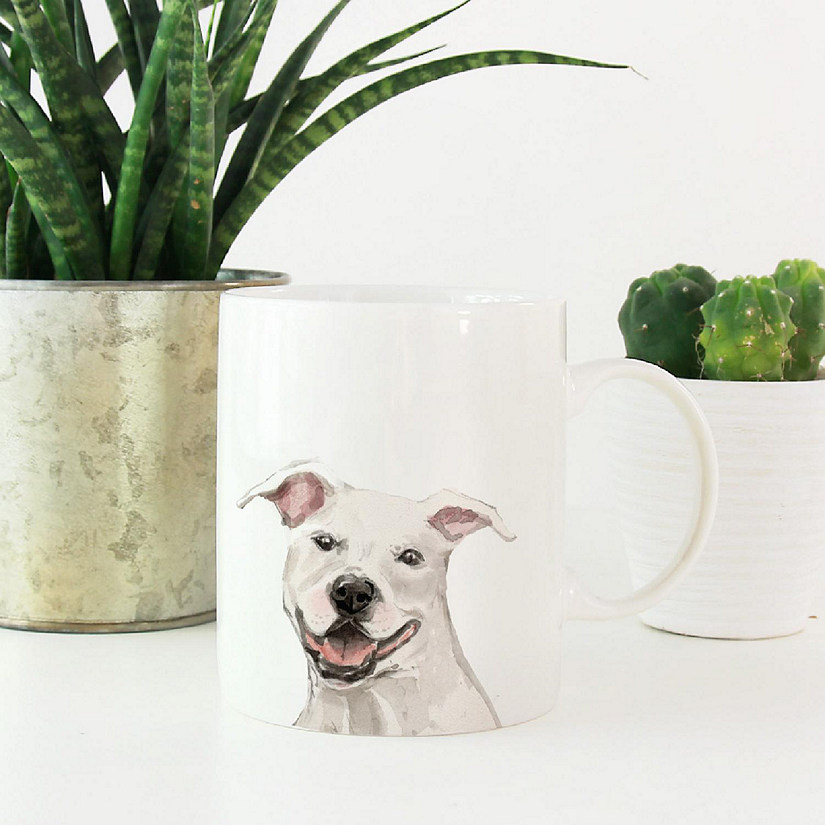 White AmStaff Up Close Ceramic Mug Image