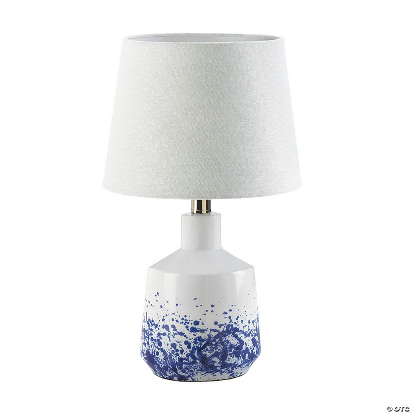 White And Blue Splash Table Lamp 10X10X16.25" Image