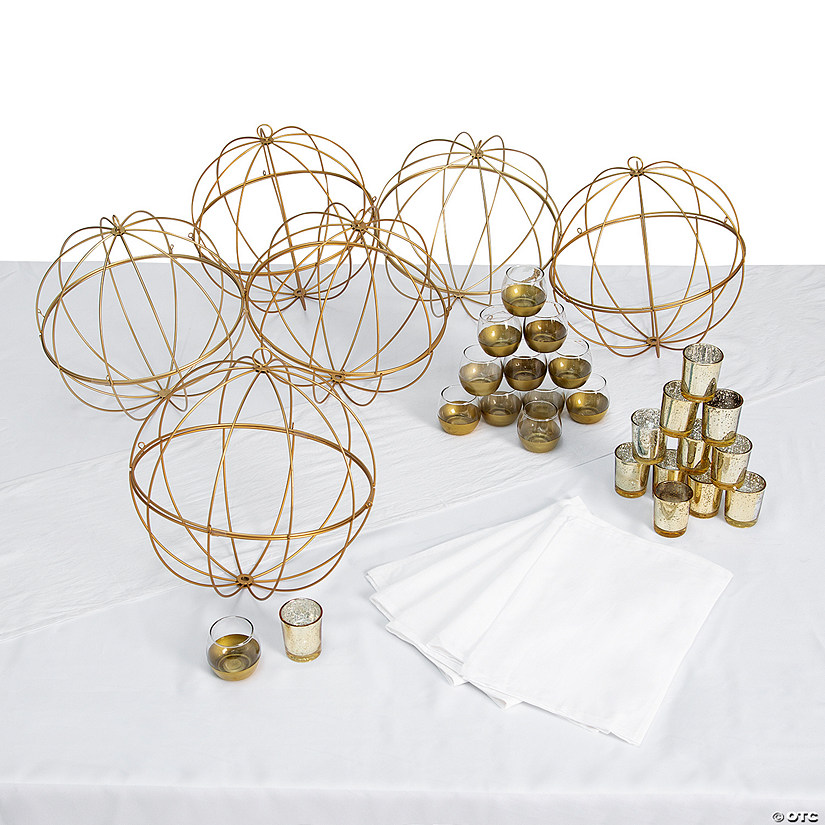 White & Gold Accent Centerpiece Kit for 6 Tables Image