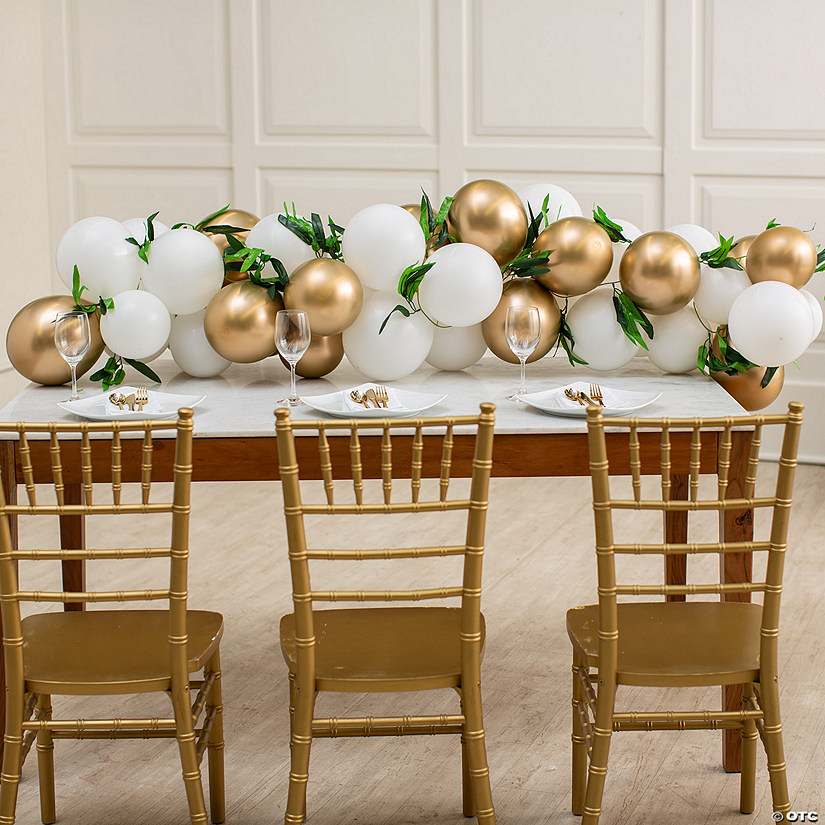 White & Gold Balloon Table Runner Kit - 651 Pc. Image