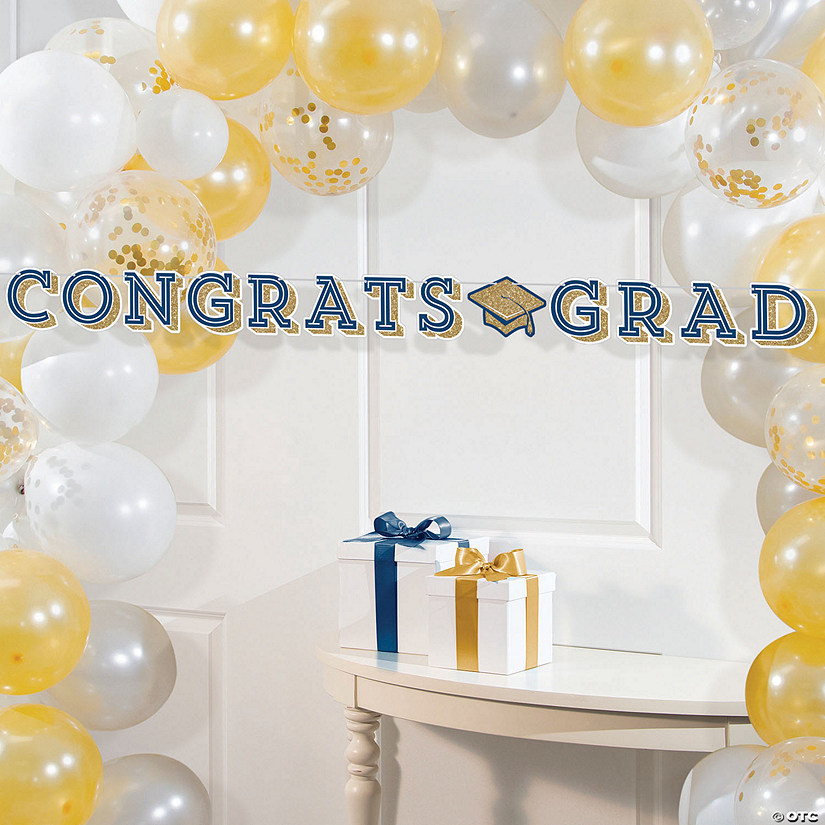 White And Gold Graduation Balloon Arch Kit Image