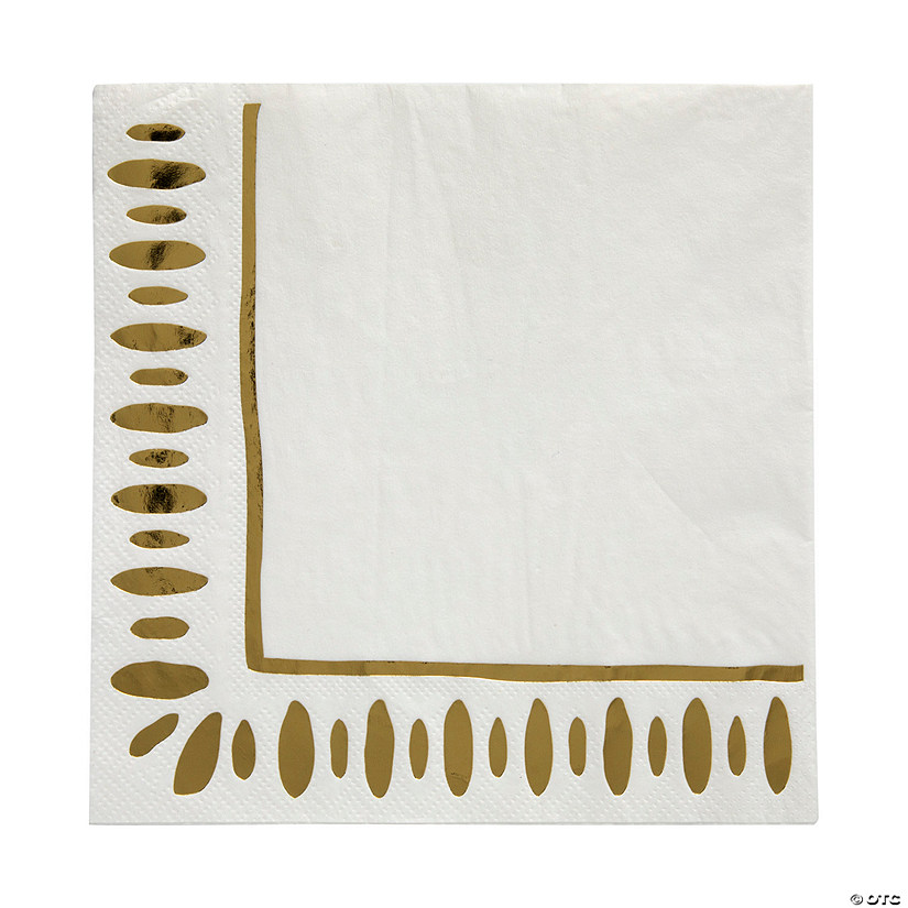 White & Gold Luncheon Napkins - 16 Pc. Image