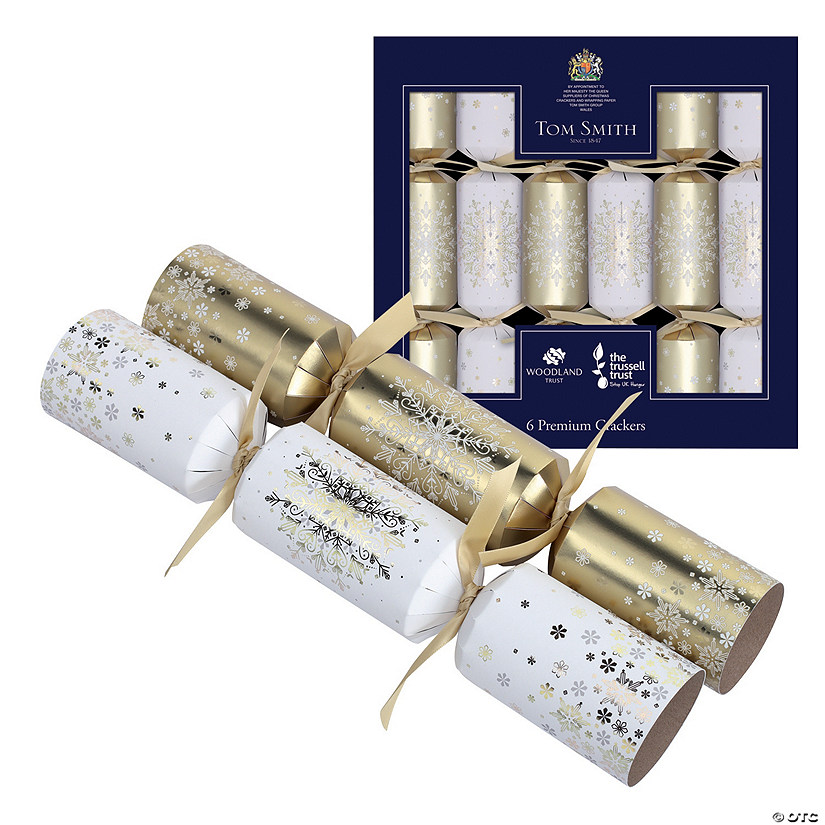 White & Gold Premium Christmas Party Crackers - 6 Pc. Image
