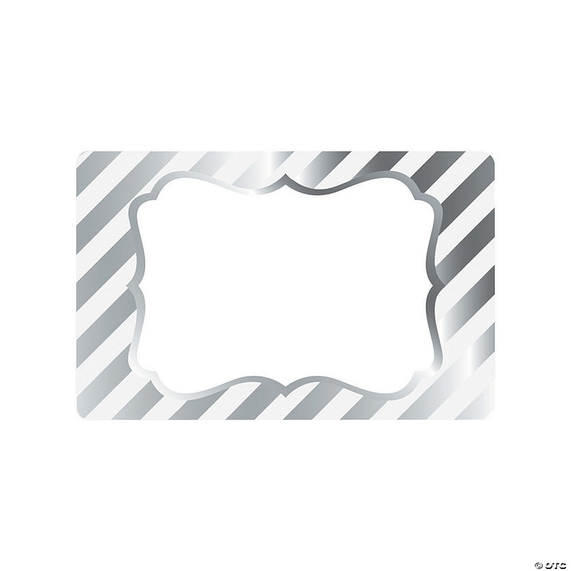 White & Silver Foil Label Sticker Roll - 100 Pc. Image