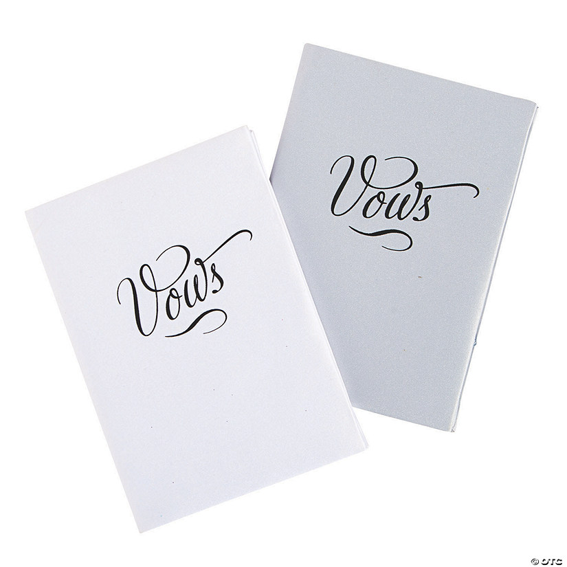 White & Silver Wedding Vow Books - 2 Pc. Image