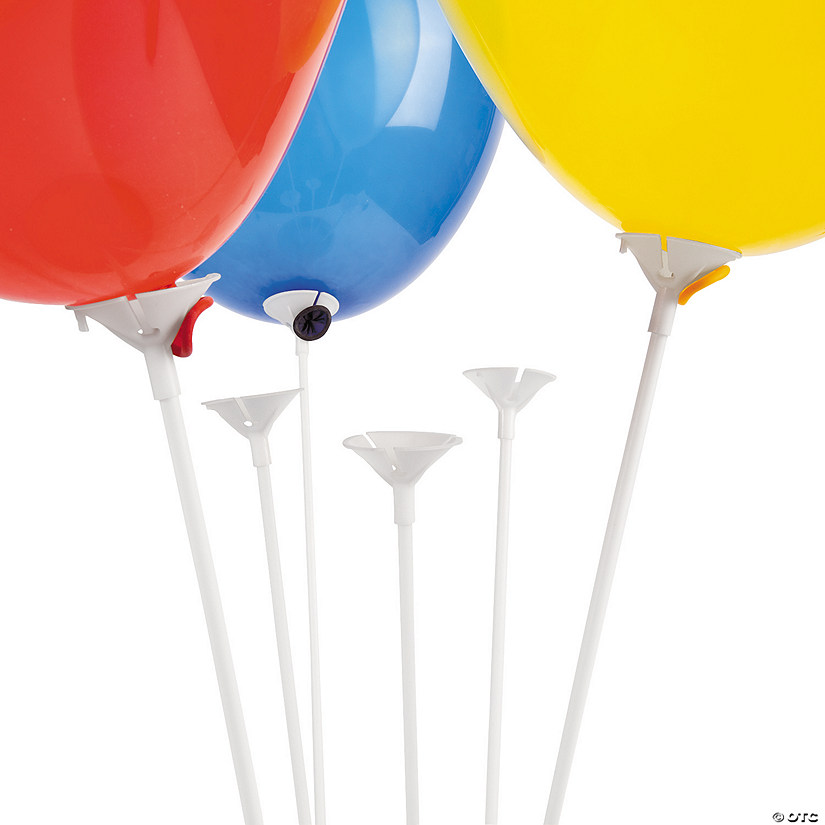 White Balloon Sticks with Cup - 144 Pc. Image