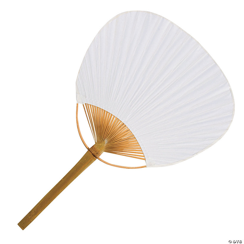 White Bamboo Paddle Hand Fans 6 Pc. Oriental Trading