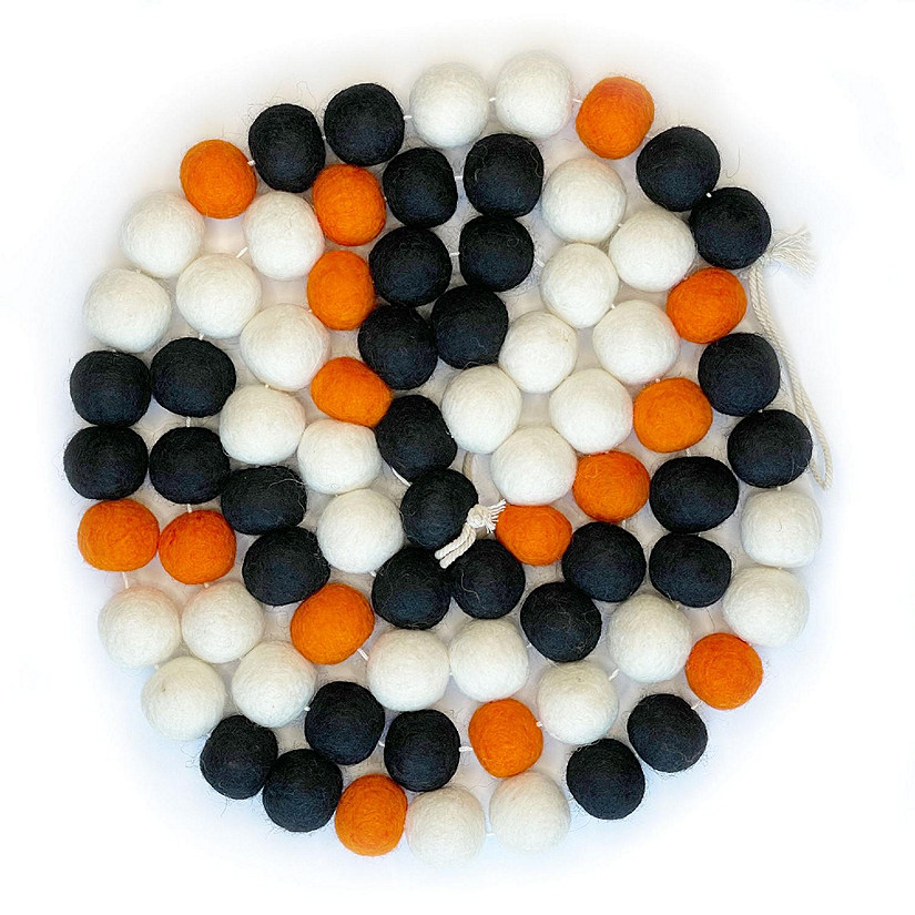 White, Black, Orange Felt Garland 6ft Image